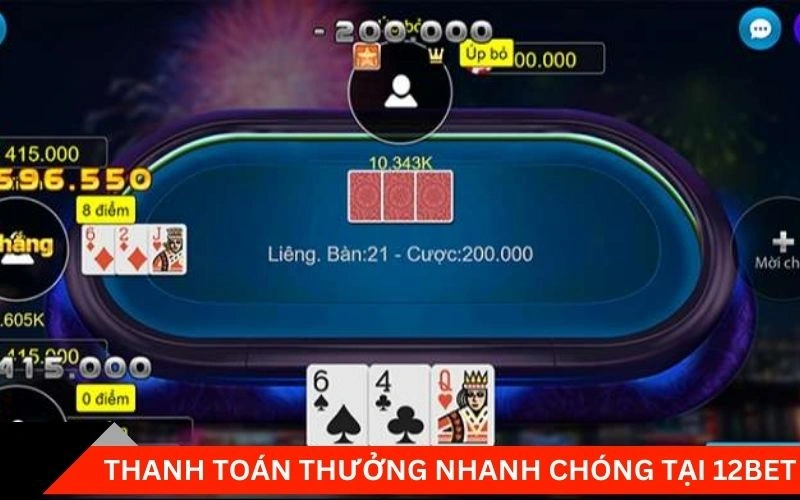 Thanh toán thưởng nhanh chóng tại 12Bet